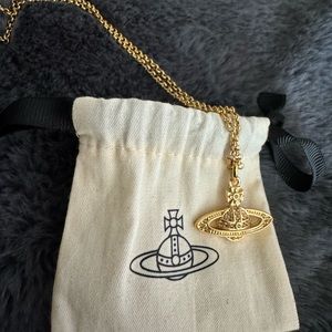 Vivienne Westwood Bas Relief Orb mini yellow gold-tone brass Swarovski necklace